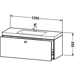 Duravit Brioso BR4603O1022 Умывальник мебельный с подвесной тумбочкой c-bonded в комплекте 120 см Белый глянцевый