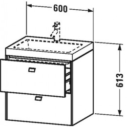 Duravit Brioso BR4605O1022 Умывальник мебельный с подвесной тумбочкой c-bonded в комплекте 60 см Белый глянцевый