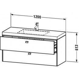 Duravit Brioso BR4608T1022 Умывальник мебельный с подвесной тумбочкой c-bonded в комплекте 120 см Белый глянцевый