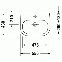 Duravit D-Code 23115500002, Раковина без перелива, цвет белый
